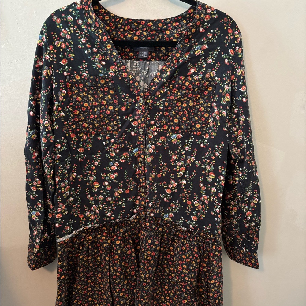 Anthropologie Black Floral Mini Dress